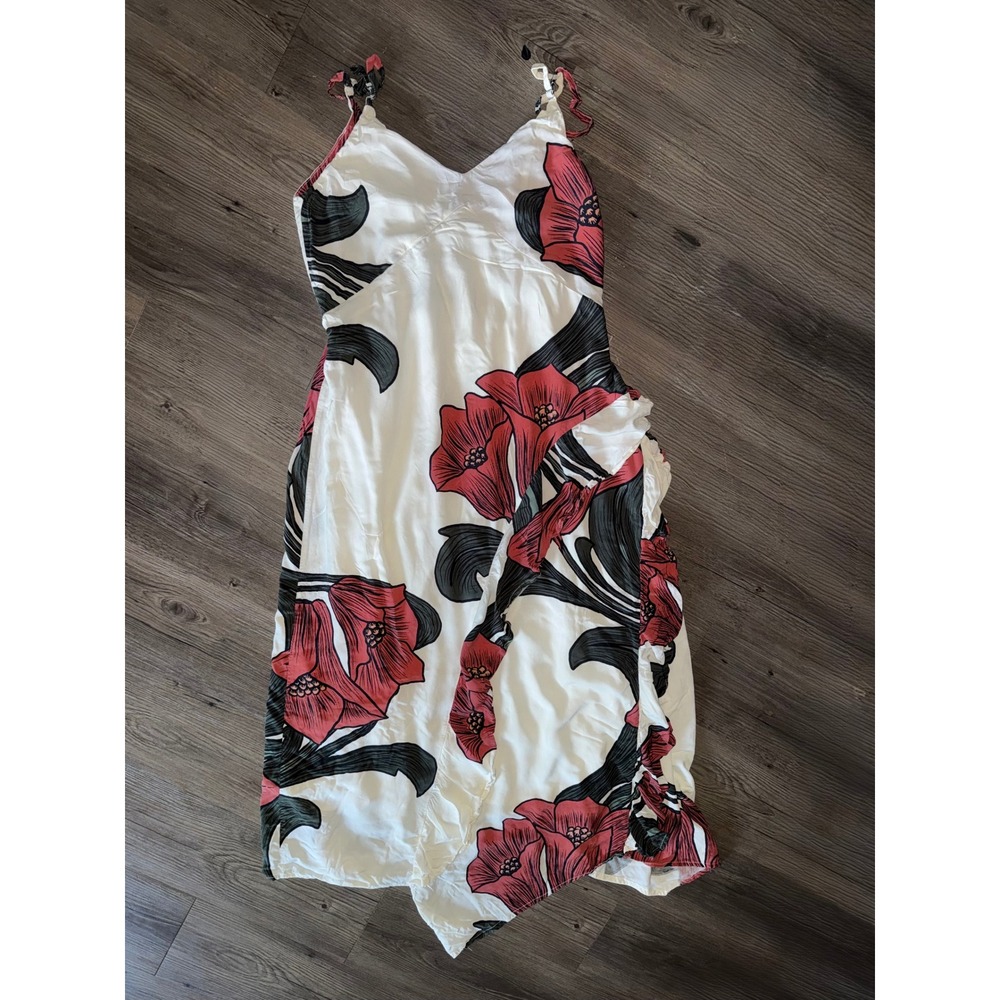 TNS Floral Midi Dress Tropical Ruffle Size L